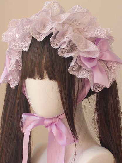 Bowknot Details Lace Trim Hairband