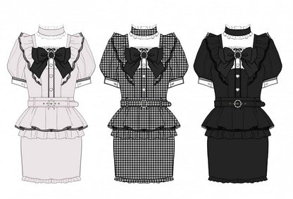 Refined Pink Ojou-sama with - Kei Ruffles Jirai Style Bodycon Dress Puff Elegant Waist