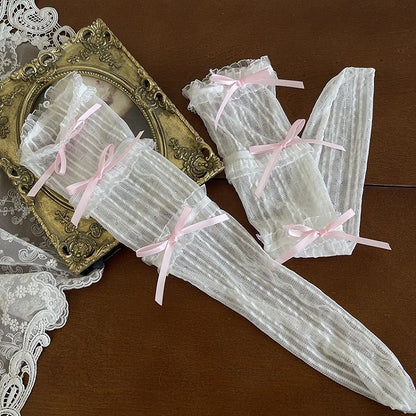 Details Strümpfe Schleife Farbe Unter dem Knie Optionen Tüll 4