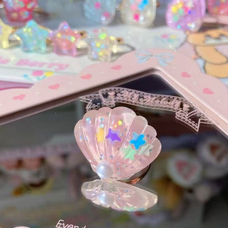 Decorated Conch White/Pink/Blue/Purple Ring