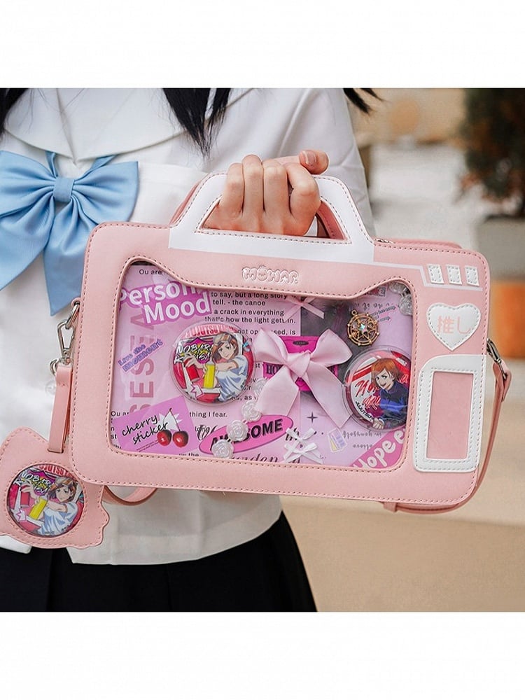 4 Colors Camera Theme Kawaii Fashion Transparent Window Ita Bag - mowap
