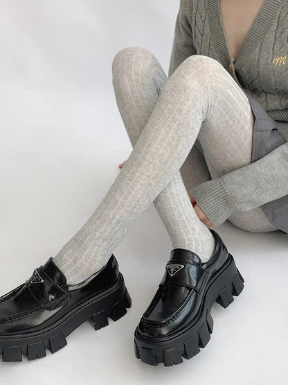 (5 Fine Knit Colors) Tights Ribbed