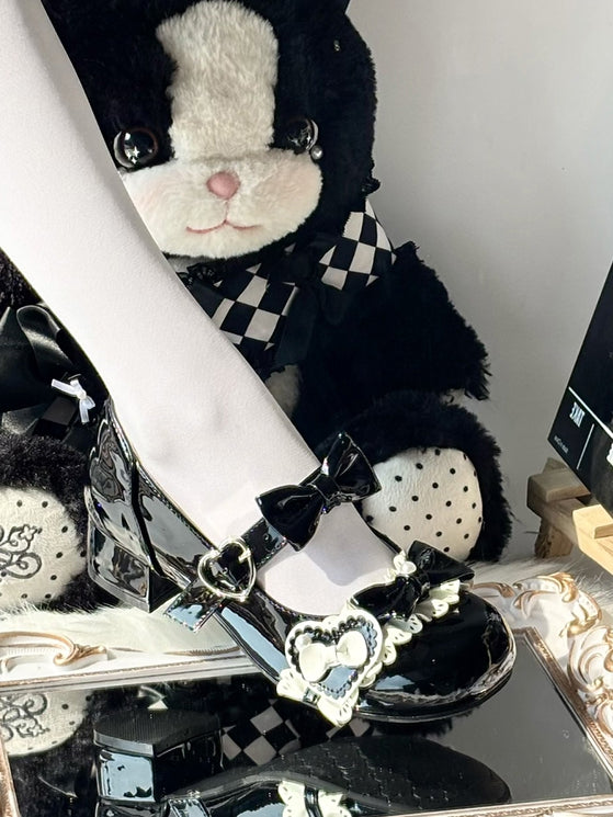 Lolita Toe Round Black Design - Low Heels