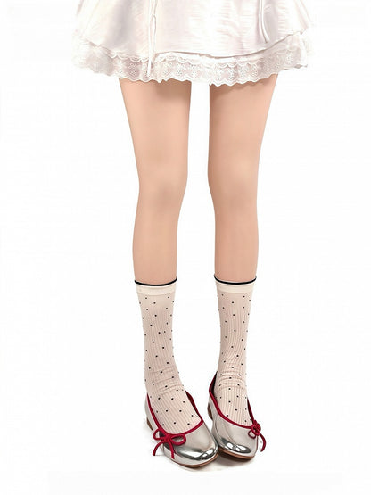 Calf Patterned Ruffled Colors Socks 3 Polka-Dot