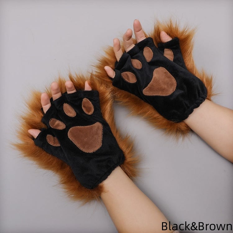 6 Kitty Colors Plush Lolita Paw Fingerless Gloves