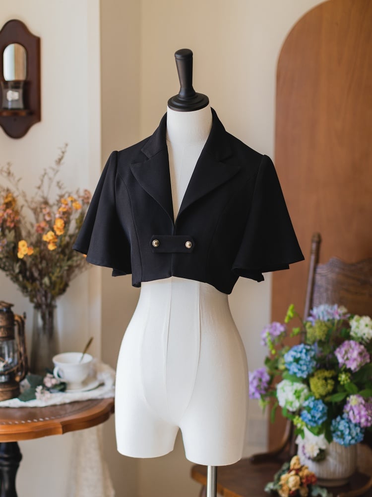 ブラックノッチカラークロップドコート