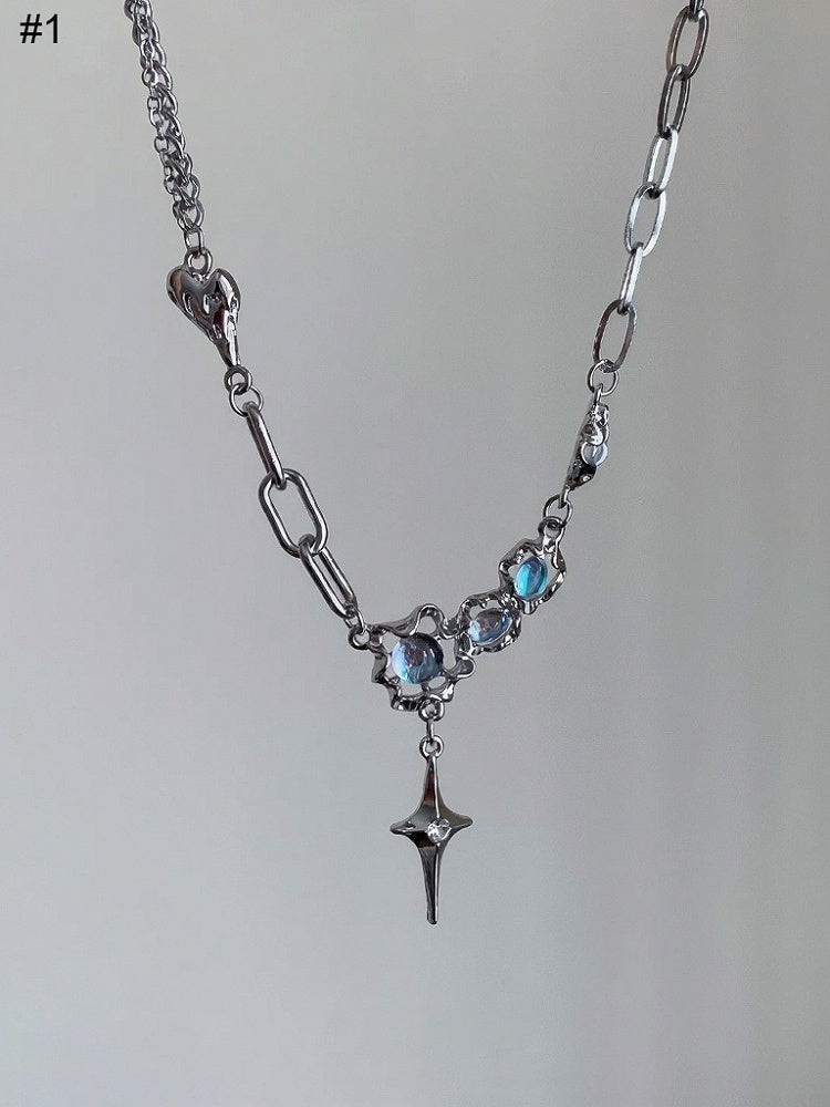 Rhinestone Asymmetrical Y2K Pendant Necklace - YSHXS