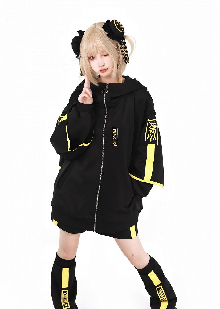 Jacke Jirai Sweatershirt Up Front Luminous Kei Cyberpunk Zip