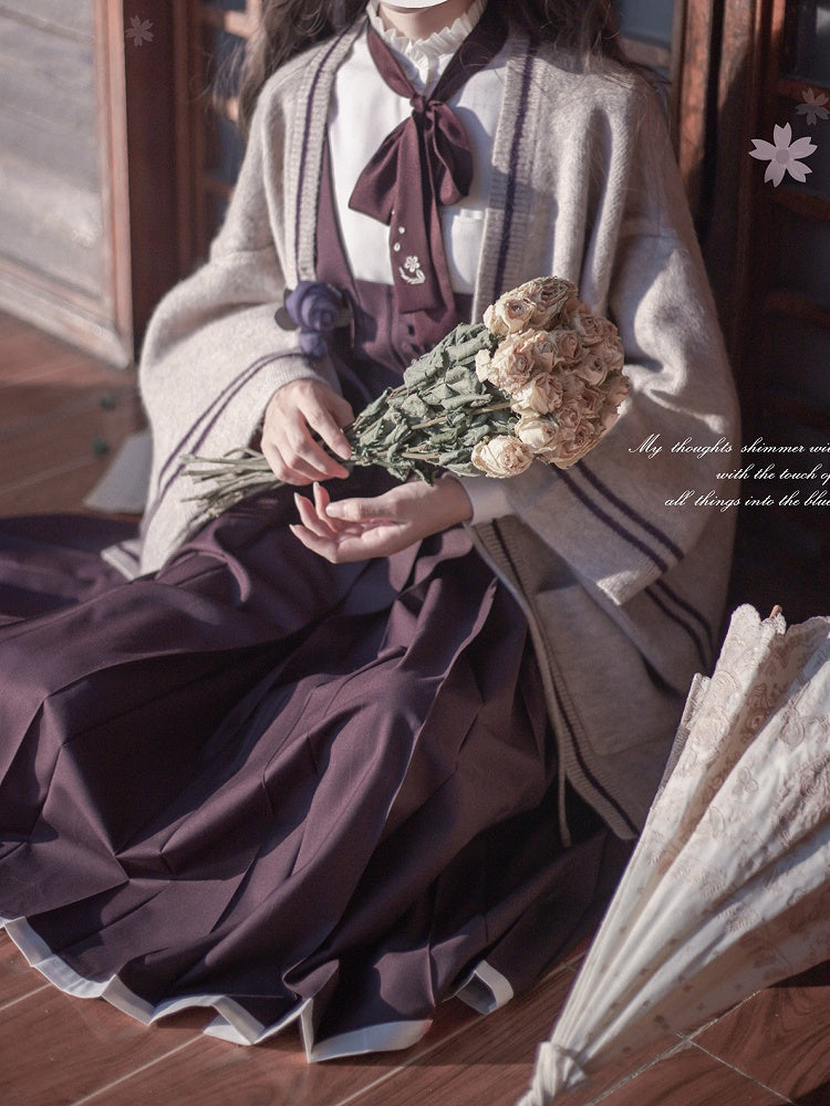 apricotfarbene Strickjacke mit Trägern zum Binden vorne