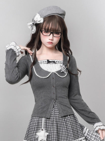 with Accent Dot Gray Polka Beret Bow