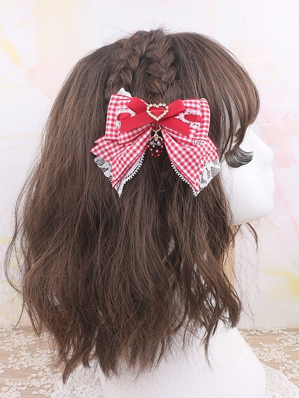 3 Color Strawberry Jirai Kei Hairclip Options Bowknot Charm