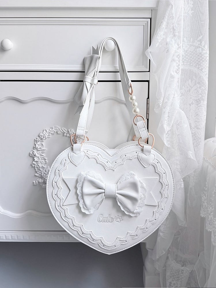 4 Colors Lolita Heart Shaped Bag with Butterfly Bow Detail - Wind Bell Island