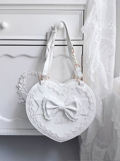 4 Colors Lolita Heart Shaped Bag with Butterfly Bow Detail - Wind Bell Island
