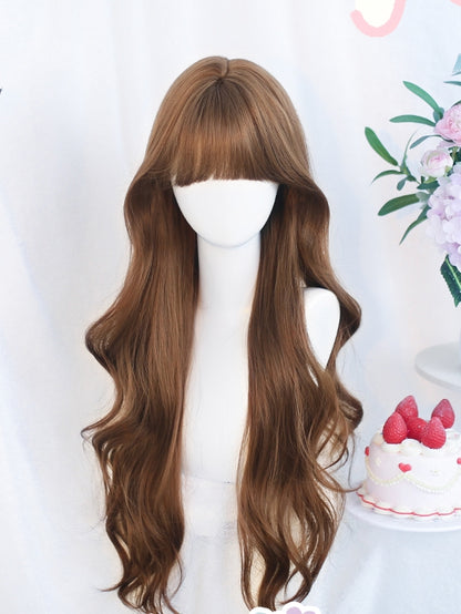 Brown Bangs Wavy Long With 65-70 Wigs