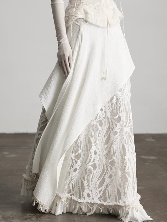 Tulle Umbrella Shawl Shell + Floral Charms Pattern White Skirt Urban Goth with