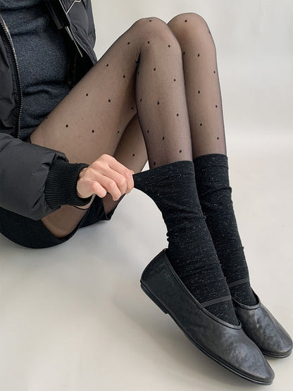 Sparkle Calf Ribbed Slouchy Socks