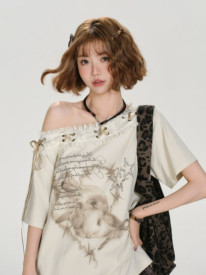 Vintage Lace Floral Retro Short-Sleeve Top - Girlyhalo