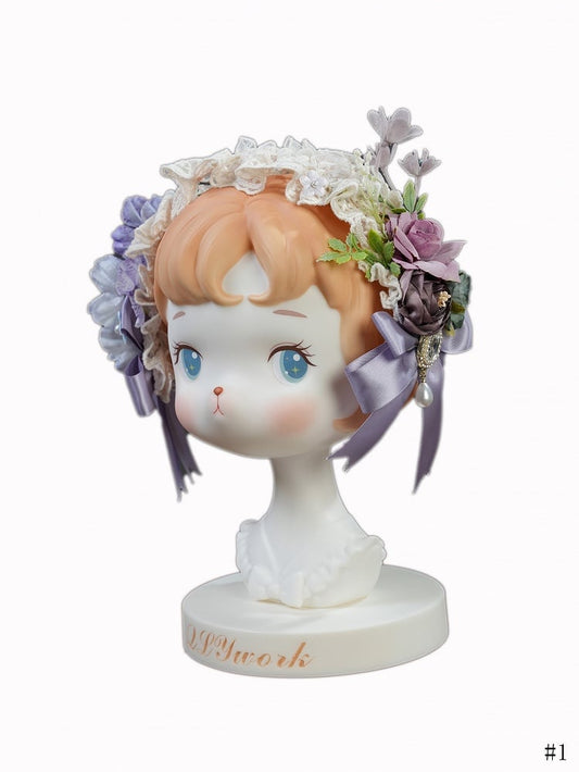 KC Lolita Design Beige Bows Purple Decorated Floral /