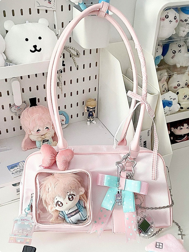 Pink Ita Bag with Detachable Card Holder - Sheep Puff
