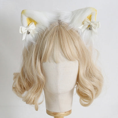 Faux Bows Bell-Decorated Kitty 7 KC Ear Colors with Fur Detachable