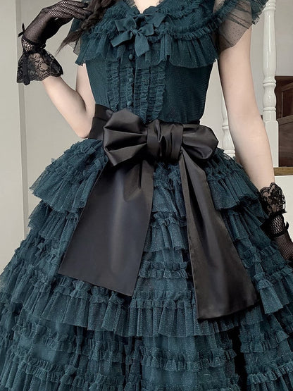 Black Belt Satin Waist Lolita