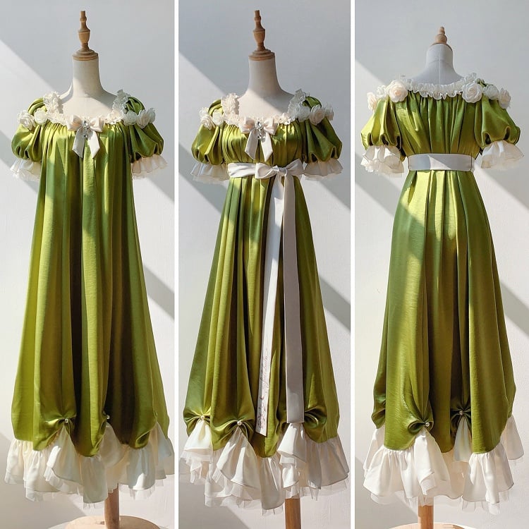 Details Maxi Empire Green Bead Waist Lolita Dress One Elegant
