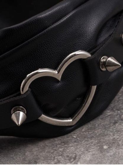 Heart Gothic Criss-cross KC Decorated Black Studs Design