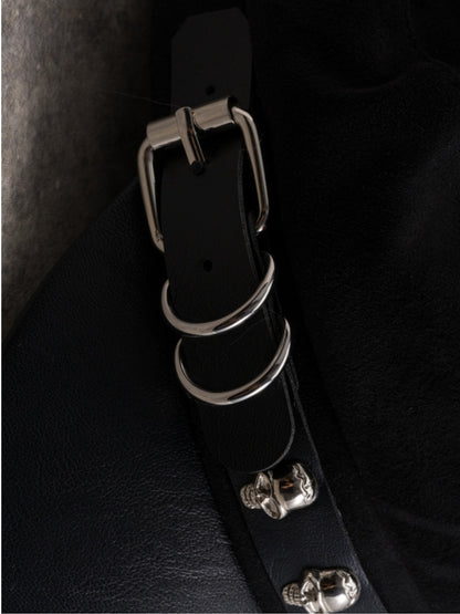 Beret Design Skeleton Decorated Buckle Black Hat Gothic