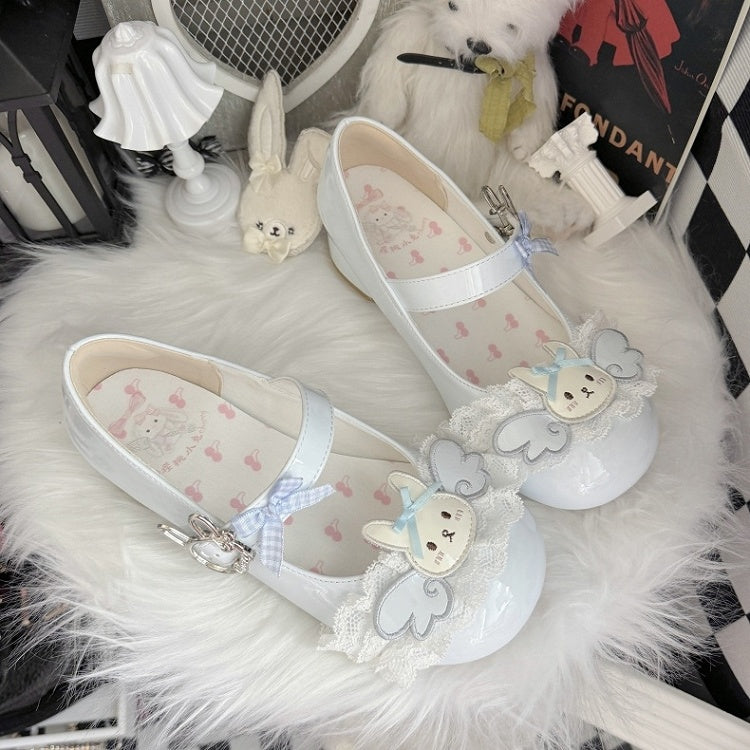 Design - Janes Trim Blue Lace Bunny Low-heel/Mid-heel Mary Sweet