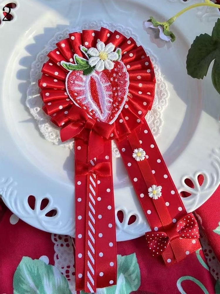Cherry/Strawberry/Cake Options Details Pattern Polka-dot 7 Applique Bowknot Brooch/Hairclip