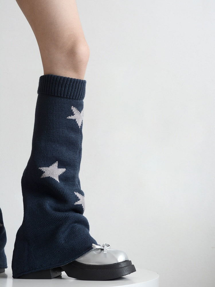 4 Colors Star Pattern Flared Knitted Leg Warmers