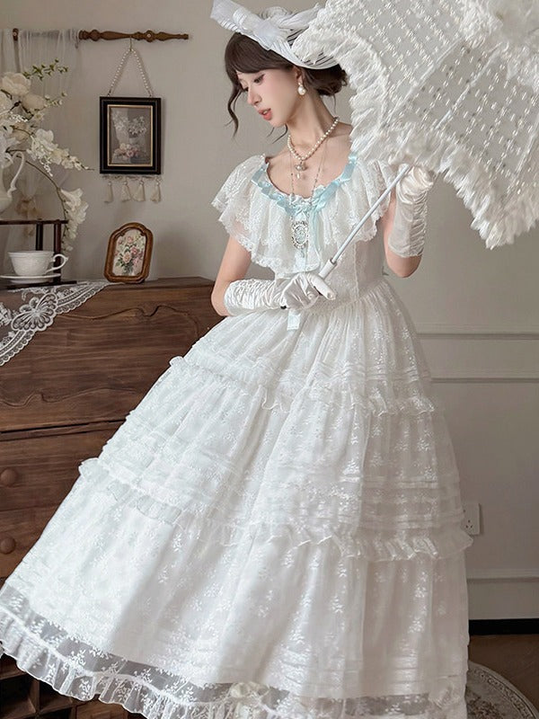 Dreamy Beige or White Lace Blouse with Removable Sleeves Lolita Style - Miss Cube Dressworks