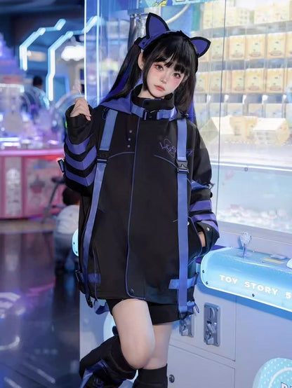 + Cyber Shorts Techwear Warmers Blue-Purple Fashion Leg Futuristic