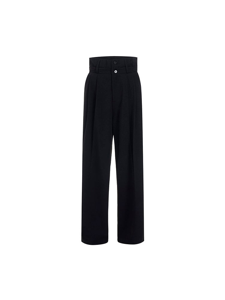 with Wide-leg Waistband Black Men's Pants Dual