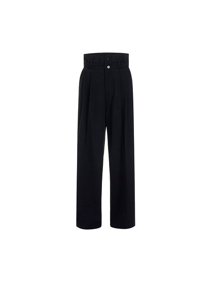 with Wide-leg Waistband Black Men's Pants Dual