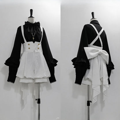 Ouji High Big Train Belt with Bow Lolita Waist Corset White Shorts Overall