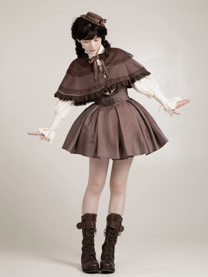 Brown Lace-up Closure Front Cape