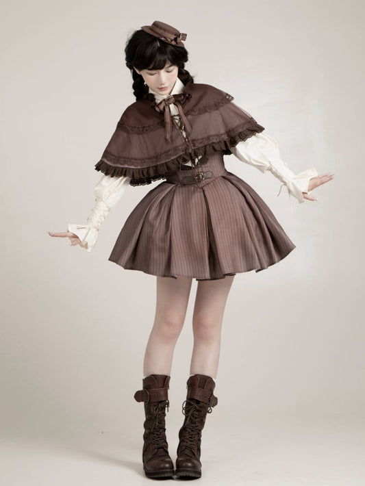 Brown Lace-up Closure Front Cape