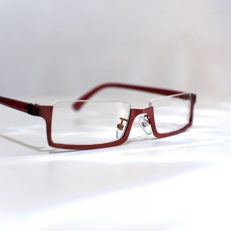 Cyberpunk Gothic Weinrot/Schwarze Halbrahmenbrille