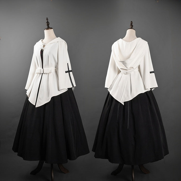 White Gothic Nun Lolita Hooded Cape Coat