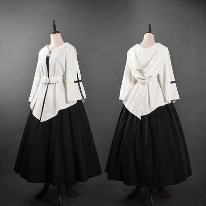 White Gothic Nun Lolita Hooded Cape Coat