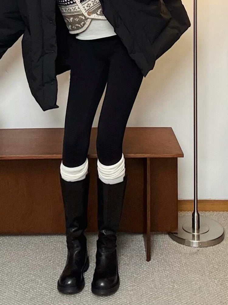 Minimalist Design Solid Tights - Xi Shang Mei Shao