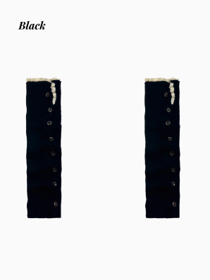 レーストリムボタンニットレッグウォーマー