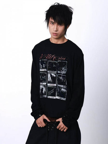 Punk Genderless Black Knit Sweater Portrait Print