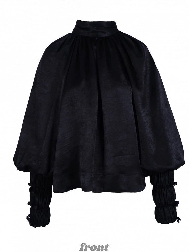 Blouse Embroidered with Detachable High-Neck Sleeves Black Spiderweb Lolita Long Gothic Sailor Collar