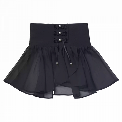 Overlay Korsett Gürtel Mesh Stil Schwarz Cheongsam Knoten Knöpfe