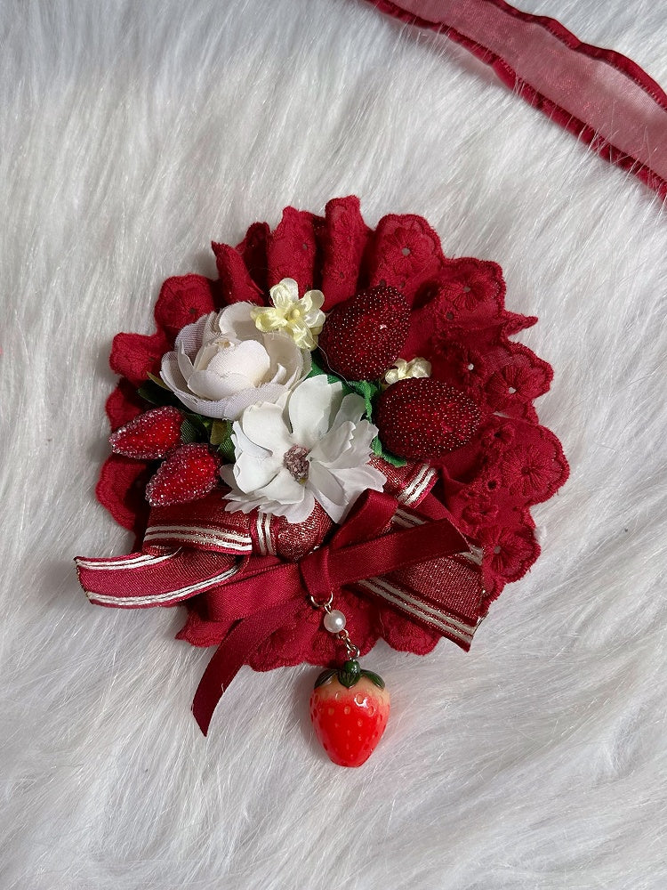 Hairclip Sweet Decorations Trim Floral Strawberry Lace Lolita