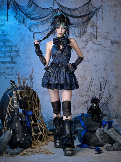 Girl Lace Dress and with Details Bow Punk