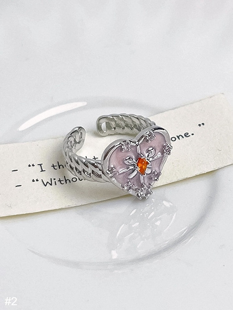 Bague Y2K argentée ornée de strass - Kiwi Store