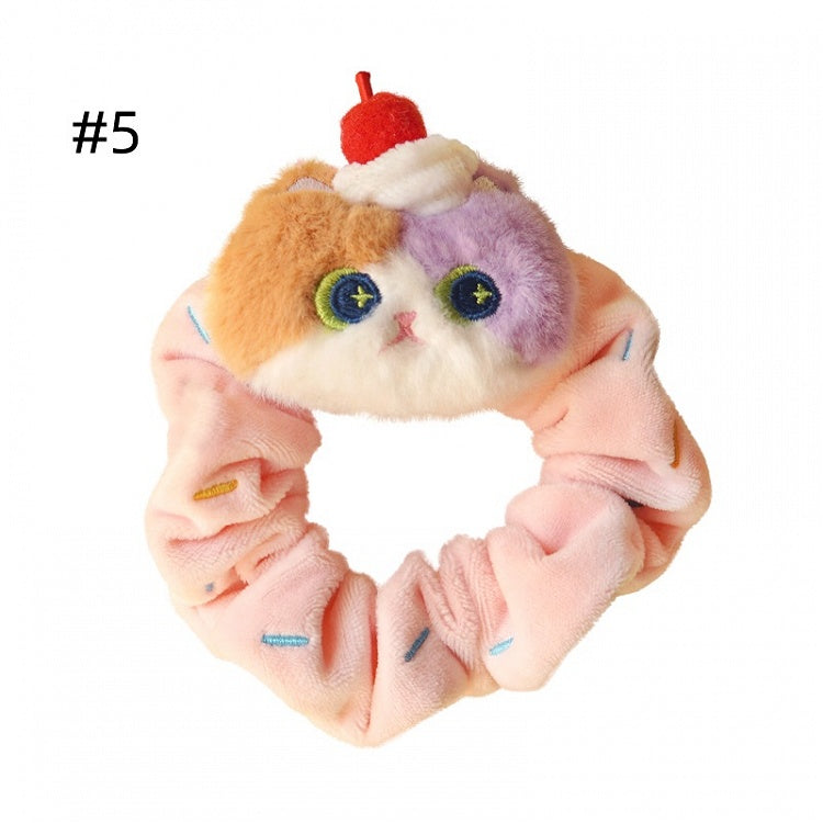 5 Colors Options Cute Kitty Design Scrunchies